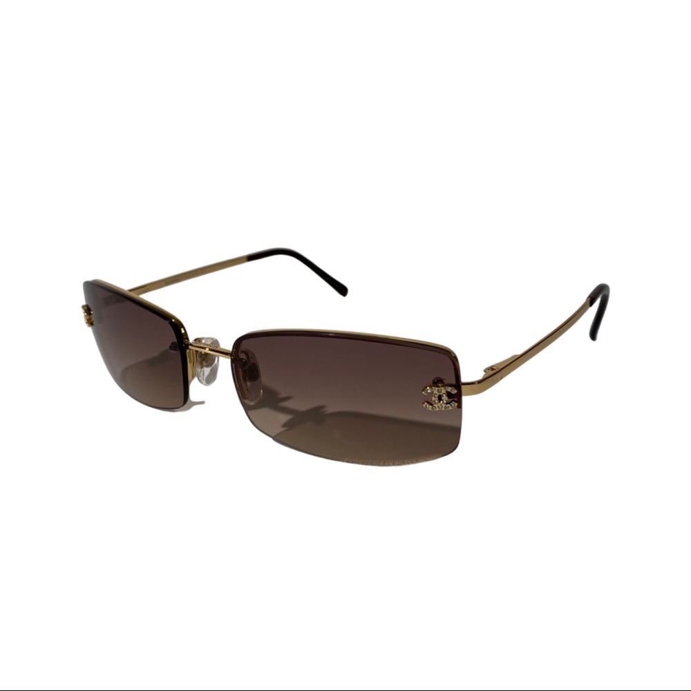 Chanel 4093B Brown/Gold Rhinestone Sunglasses